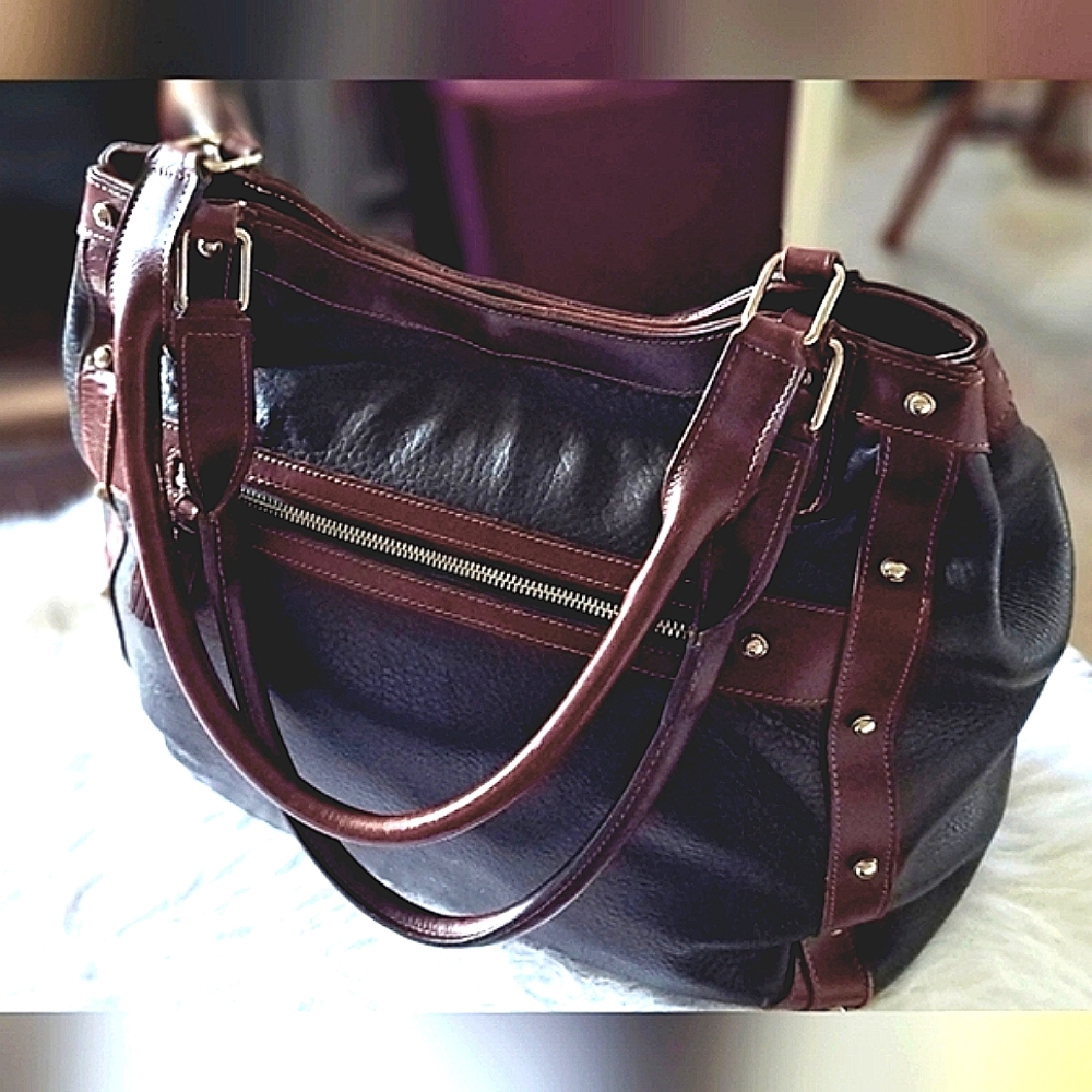 Korchmar Large Ladies Laptop Bag. Handcrafted Leather Bag With Silver Grommets.